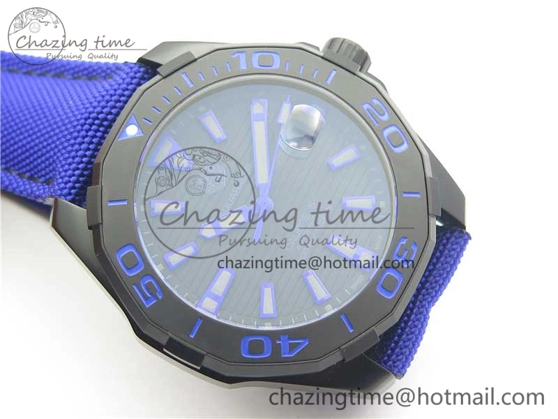 Aquaracer Calibre 5 PVD 43mm V6F 1:1 Best Edition Black Blue Dial on Blue Nylon Strap A2824
