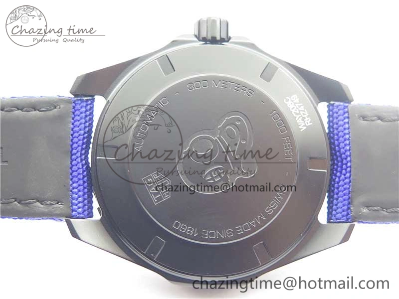 Aquaracer Calibre 5 PVD 43mm V6F 1:1 Best Edition Black Blue Dial on Blue Nylon Strap A2824