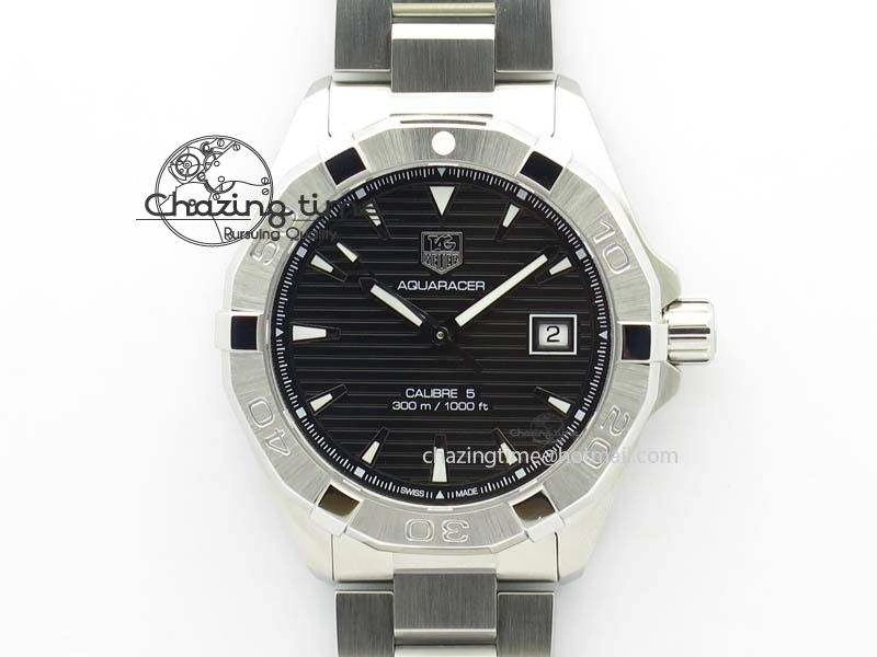 Aquaracer Calibre 5 SS 1:1 Best Edition Black Dial On SS Bracelet A2824