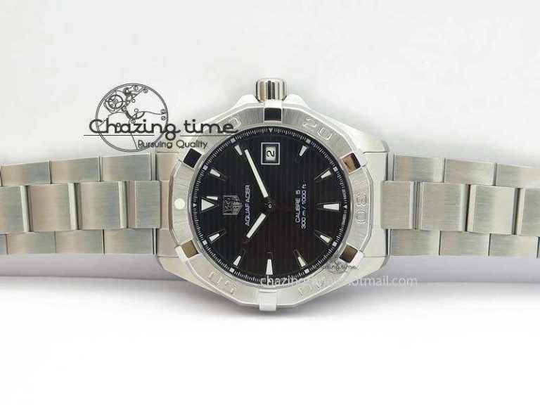 Aquaracer Calibre 5 SS 1:1 Best Edition Black Dial On SS Bracelet A2824