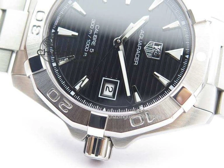 Aquaracer Calibre 5 SS 1:1 Best Edition Black Dial On SS Bracelet A2824