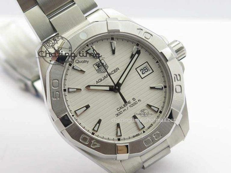Aquaracer Calibre 5 SS 1:1 Best Edition White Dial On SS Bracelet A2824