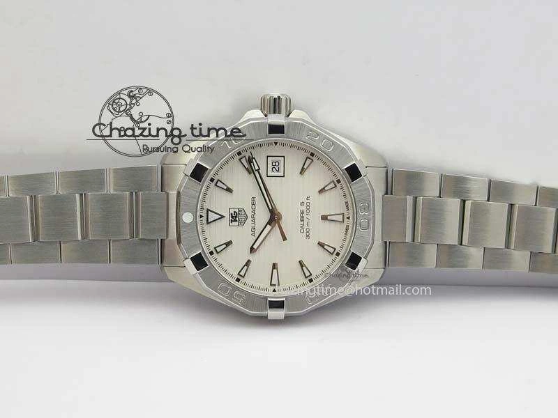 Aquaracer Calibre 5 SS 1:1 Best Edition White Dial On SS Bracelet A2824