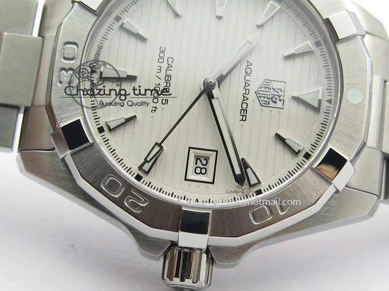 Aquaracer Calibre 5 SS 1:1 Best Edition White Dial On SS Bracelet A2824