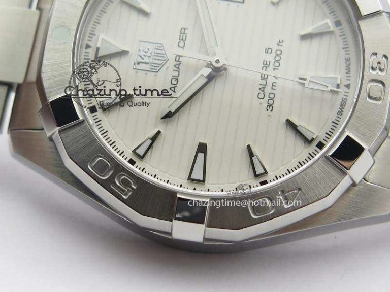 Aquaracer Calibre 5 SS 1:1 Best Edition White Dial On SS Bracelet A2824