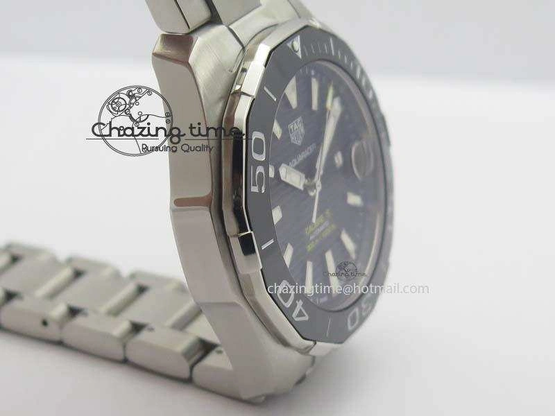 Aquaracer Calibre 5 SS MKF 1:1 Best Edition Black Textured Dial Ceramic Bezel On SS Bracelet A2824