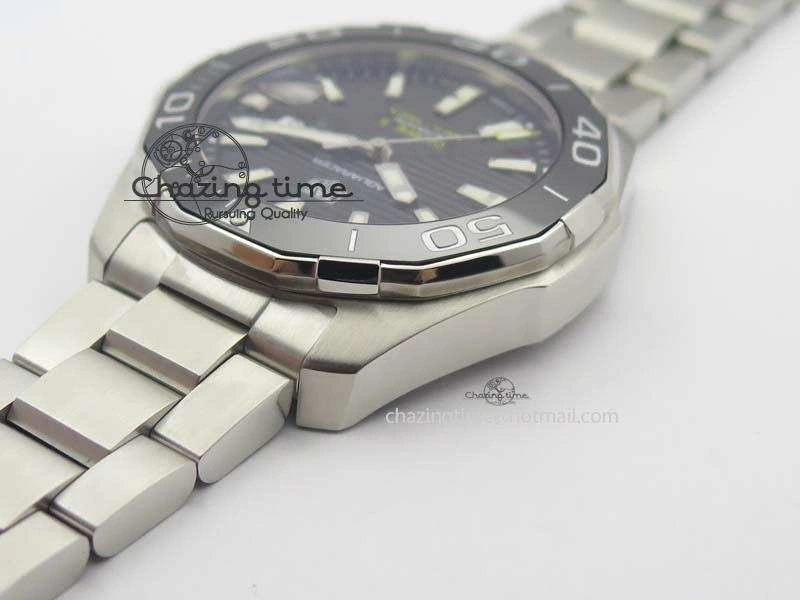 Aquaracer Calibre 5 SS MKF 1:1 Best Edition Black Textured Dial Ceramic Bezel On SS Bracelet A2824