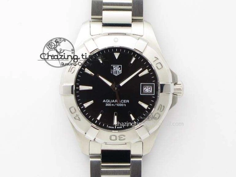 Aquaracer Calibre 5 SS MKF 1:1 Best Edition Black Textured Dial Ceramic Bezel On SS Bracelet A2824