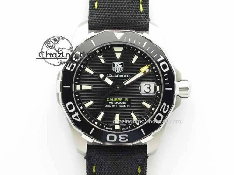 Aquaracer Calibre 5 SS MKF 1:1 Best Edition Blue Textured Dial Ceramic Bezel On SS Bracelet A2824