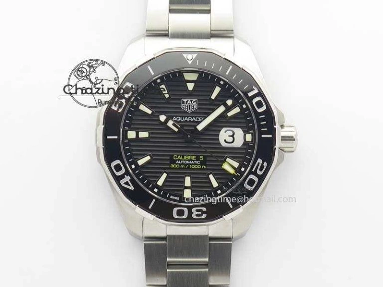 Aquaracer Calibre 5 SS MKF 1:1 Best Edition Blue Textured Dial Ceramic Bezel On SS Bracelet A2824