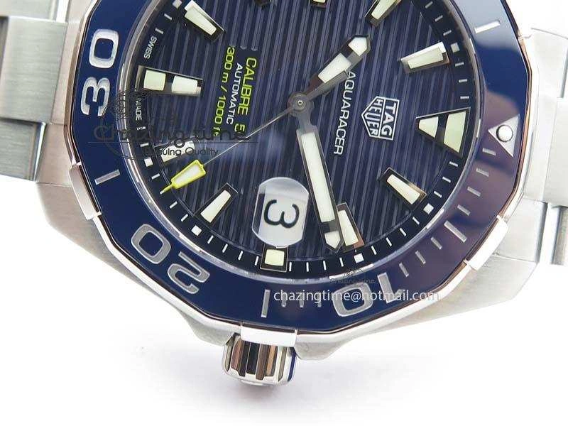 Aquaracer Calibre 5 SS MKF 1:1 Best Edition Blue Textured Dial Ceramic Bezel On SS Bracelet A2824
