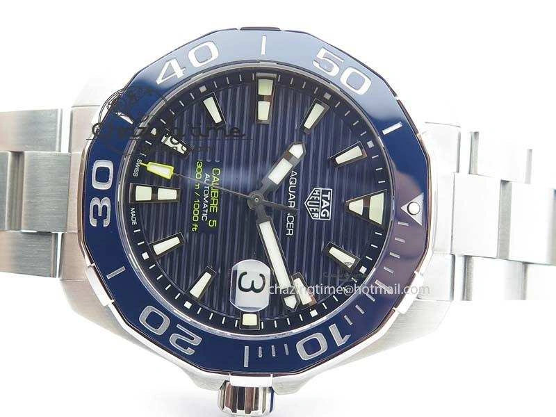 Aquaracer Calibre 5 SS MKF 1:1 Best Edition Blue Textured Dial Ceramic Bezel On SS Bracelet A2824