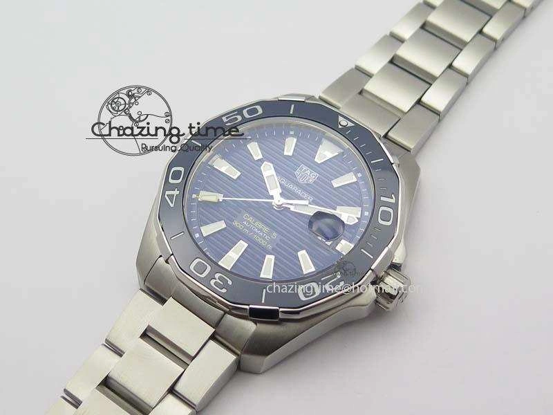 Aquaracer Calibre 5 SS MKF 1:1 Best Edition Blue Textured Dial Ceramic Bezel On SS Bracelet A2824