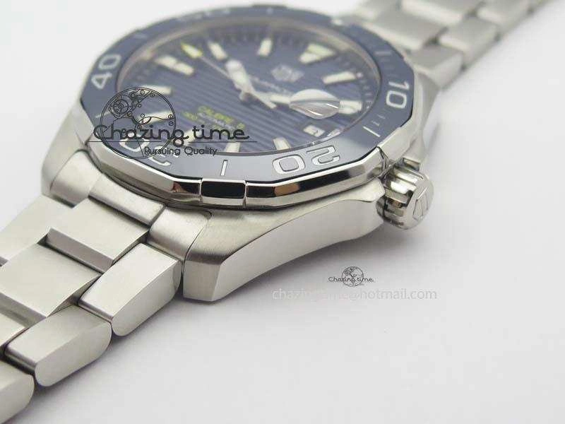 Aquaracer Calibre 5 SS MKF 1:1 Best Edition Blue Textured Dial Ceramic Bezel On SS Bracelet A2824