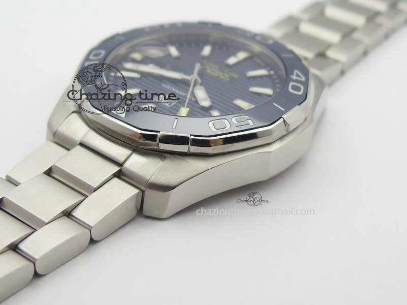 Aquaracer Calibre 5 SS MKF 1:1 Best Edition Blue Textured Dial Ceramic Bezel On SS Bracelet A2824