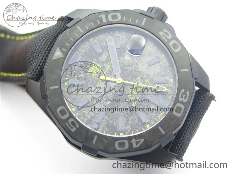 Aquaracer Calibre 5 Yellow Carbon TBF 1:1 Best Edition Carbon Dial on Nylon Strap A2824