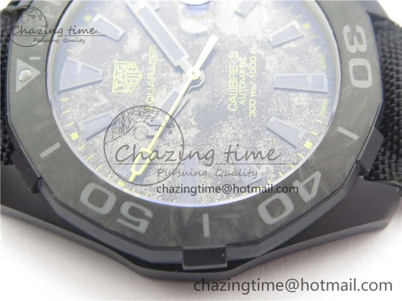 Aquaracer Calibre 5 Yellow Carbon TBF 1:1 Best Edition Carbon Dial on Nylon Strap A2824