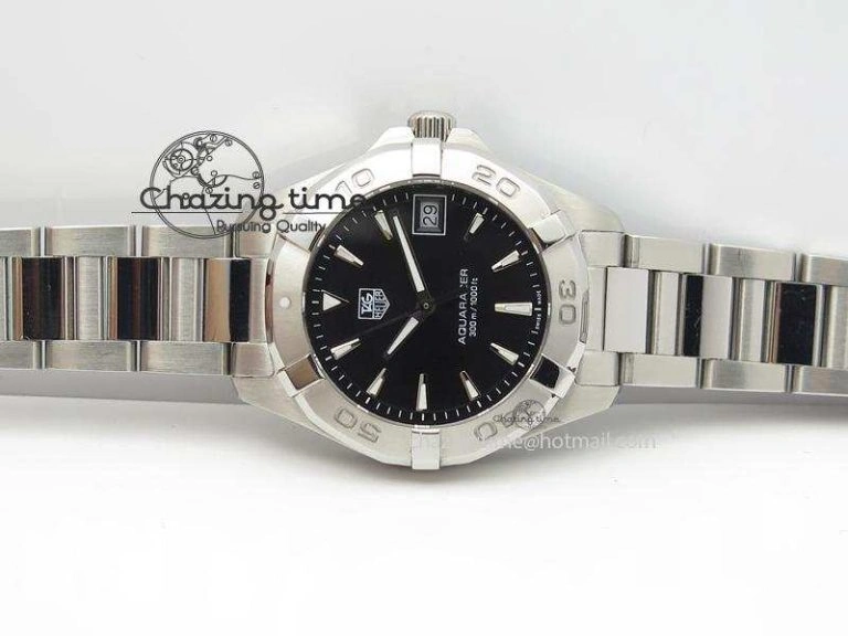 Aquaracer Ladies SS Black Stick Markers Dial On SS Bracelet Swiss Quartz