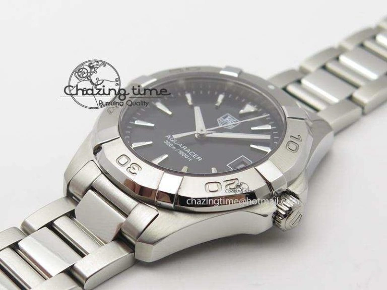 Aquaracer Ladies SS Black Stick Markers Dial On SS Bracelet Swiss Quartz