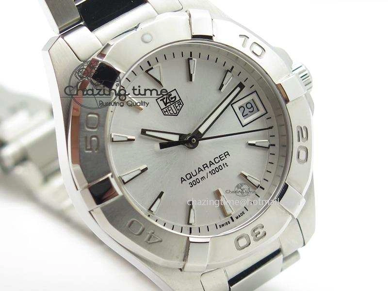 Aquaracer Ladies SS White Stick Markers Dial On SS Bracelet Swiss Quartz