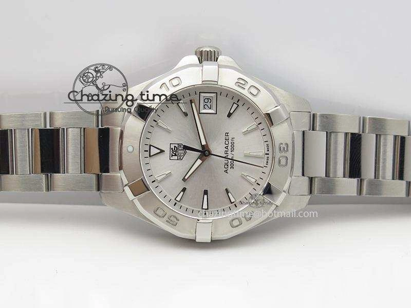 Aquaracer Ladies SS White Stick Markers Dial On SS Bracelet Swiss Quartz