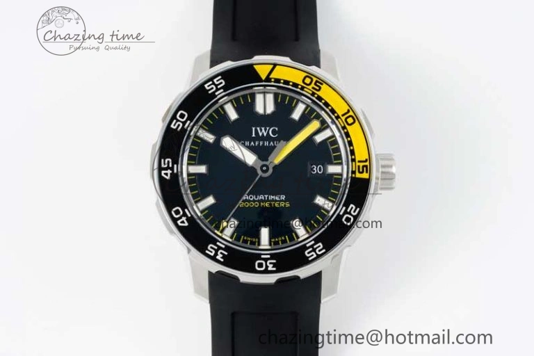 Aquatimer Automatic SS RSF 1:1 Best Edition Black Yellow Dial on Black Rubber Strap A2892