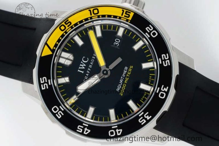Aquatimer Automatic SS RSF 1:1 Best Edition Black Yellow Dial on Black Rubber Strap A2892