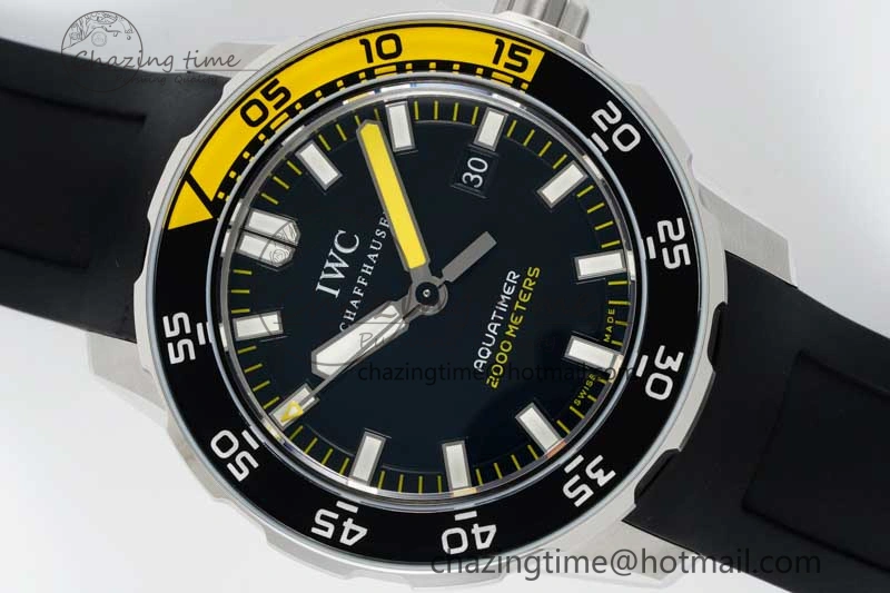 Aquatimer Automatic SS RSF 1:1 Best Edition Black Yellow Dial on Black Rubber Strap A2892
