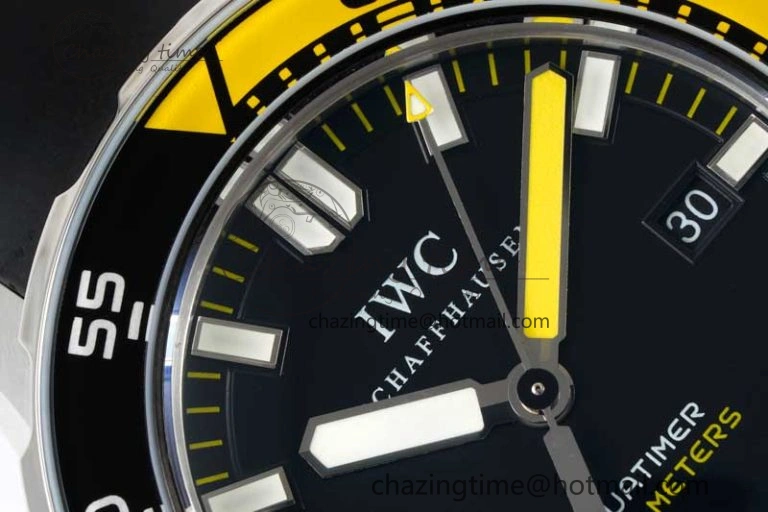 Aquatimer Automatic SS RSF 1:1 Best Edition Black Yellow Dial on Black Rubber Strap A2892