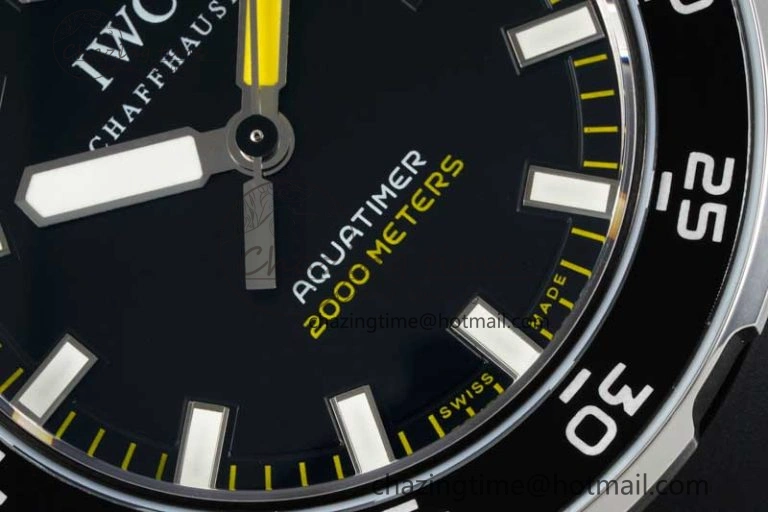 Aquatimer Automatic SS RSF 1:1 Best Edition Black Yellow Dial on Black Rubber Strap A2892