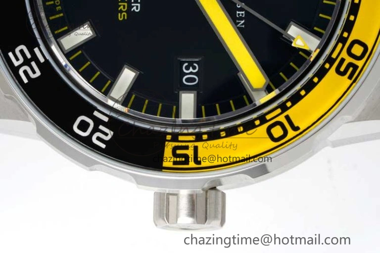 Aquatimer Automatic SS RSF 1:1 Best Edition Black Yellow Dial on Black Rubber Strap A2892