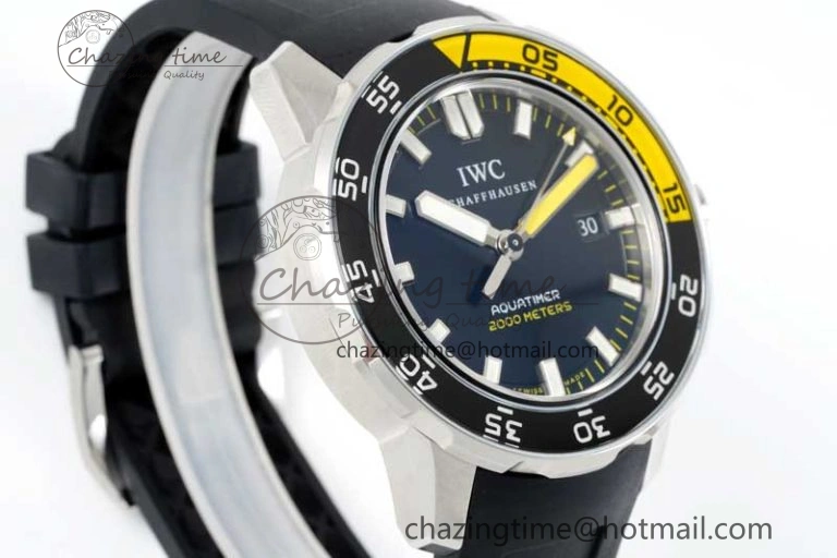 Aquatimer Automatic SS RSF 1:1 Best Edition Black Yellow Dial on Black Rubber Strap A2892