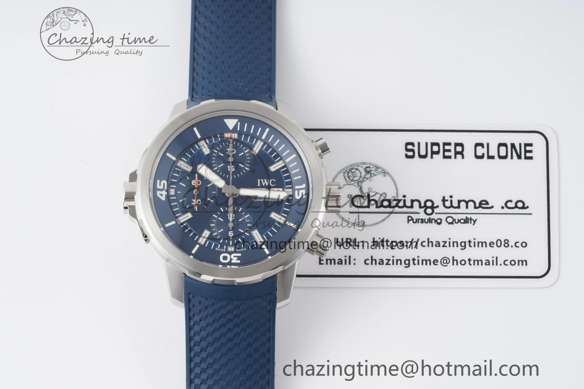 Aquatimer Automatic SS RSF 1:1 Best Edition Blue Dial on Blue Rubber Strap A2892