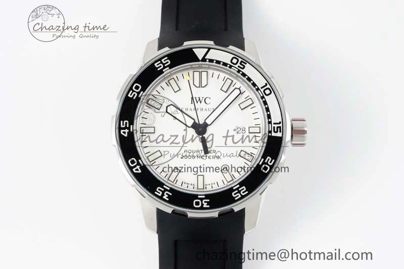Aquatimer Automatic SS RSF 1:1 Best Edition White Black Dial on Black Rubber Strap A2892