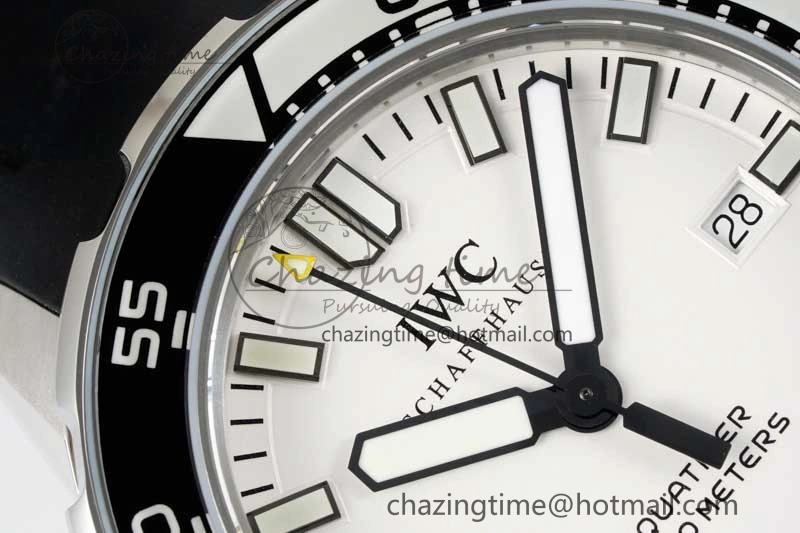 Aquatimer Automatic SS RSF 1:1 Best Edition White Black Dial on Black Rubber Strap A2892