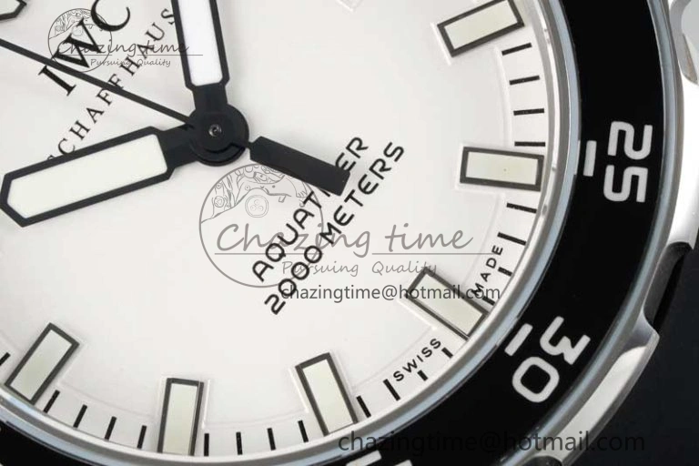 Aquatimer Automatic SS RSF 1:1 Best Edition White Black Dial on Black Rubber Strap A2892