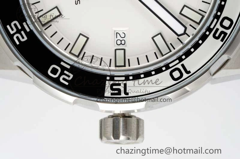 Aquatimer Automatic SS RSF 1:1 Best Edition White Black Dial on Black Rubber Strap A2892
