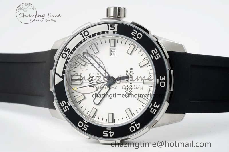 Aquatimer Automatic SS RSF 1:1 Best Edition White Black Dial on Black Rubber Strap A2892