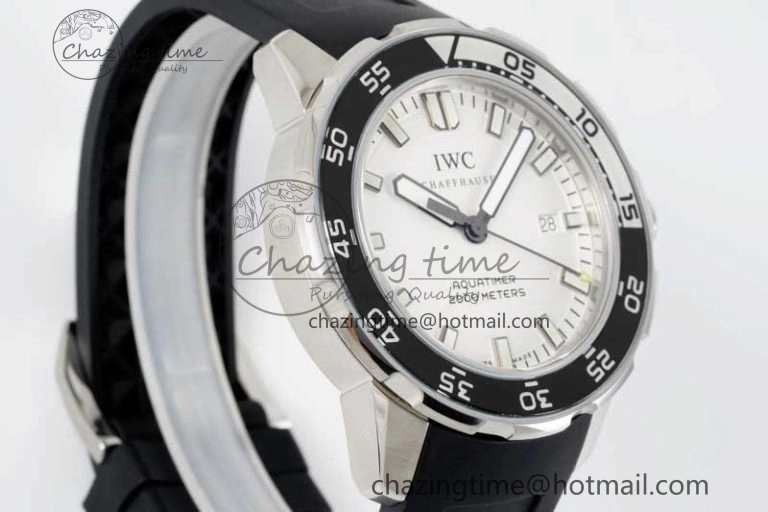 Aquatimer Automatic SS RSF 1:1 Best Edition White Black Dial on Black Rubber Strap A2892