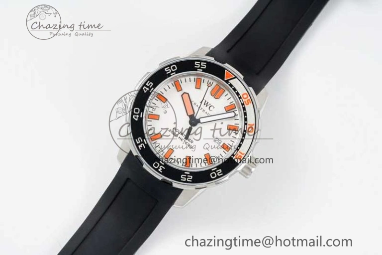 Aquatimer Automatic SS RSF 1:1 Best Edition White Orange Dial on Black Rubber Strap A2892