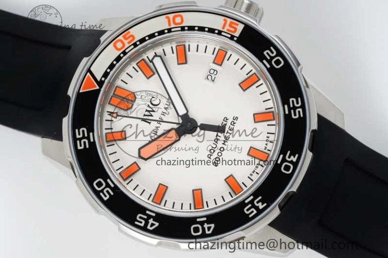 Aquatimer Automatic SS RSF 1:1 Best Edition White Orange Dial on Black Rubber Strap A2892