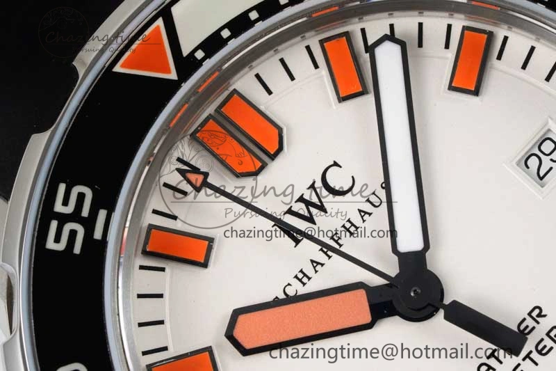 Aquatimer Automatic SS RSF 1:1 Best Edition White Orange Dial on Black Rubber Strap A2892