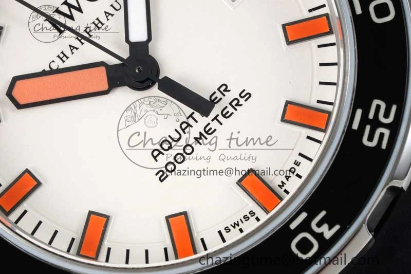 Aquatimer Automatic SS RSF 1:1 Best Edition White Orange Dial on Black Rubber Strap A2892