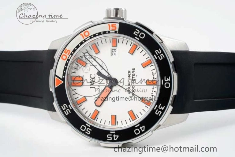 Aquatimer Automatic SS RSF 1:1 Best Edition White Orange Dial on Black Rubber Strap A2892