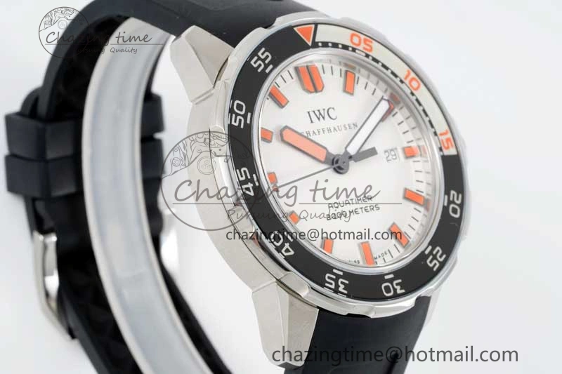 Aquatimer Automatic SS RSF 1:1 Best Edition White Orange Dial on Black Rubber Strap A2892