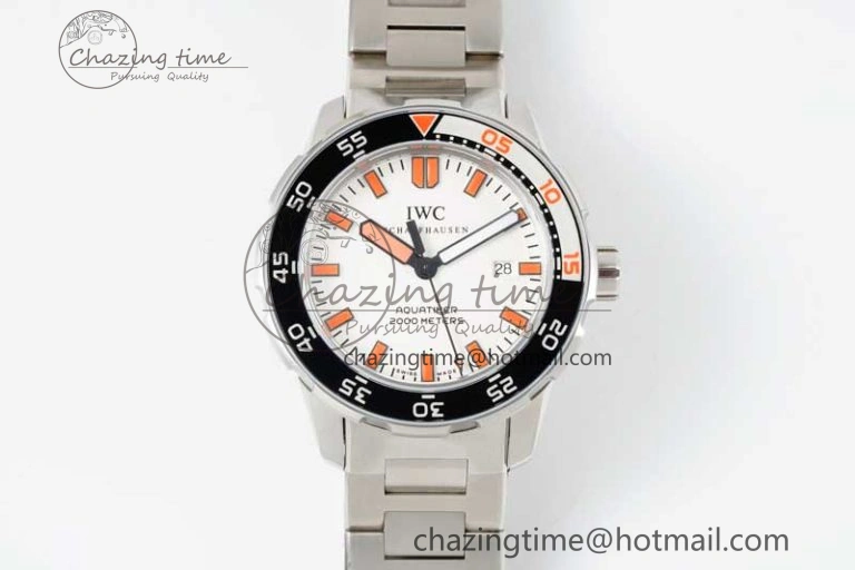 Aquatimer Automatic SS RSF 1:1 Best Edition White Orange Dial on SS Bracelet A2892
