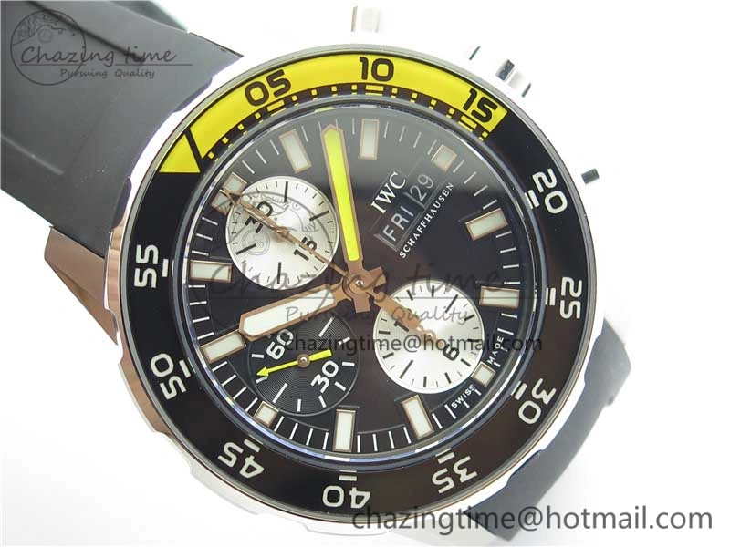 Aquatimer Chrono IW376702 SS BLS 1:1 Best Edition Black Dial on Black Rubber Strap A7750