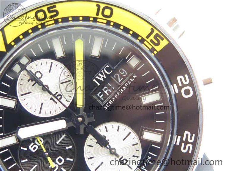 Aquatimer Chrono IW376702 SS BLS 1:1 Best Edition Black Dial on Black Rubber Strap A7750