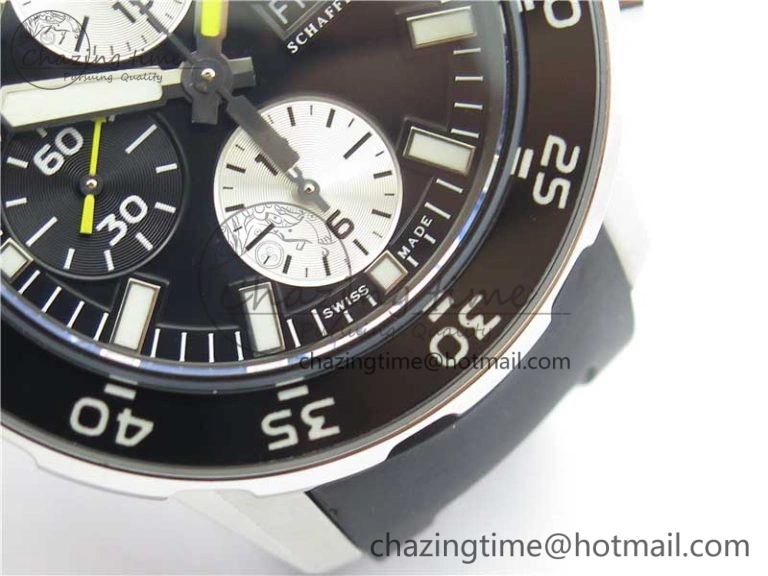 Aquatimer Chrono IW376702 SS BLS 1:1 Best Edition Black Dial on Black Rubber Strap A7750
