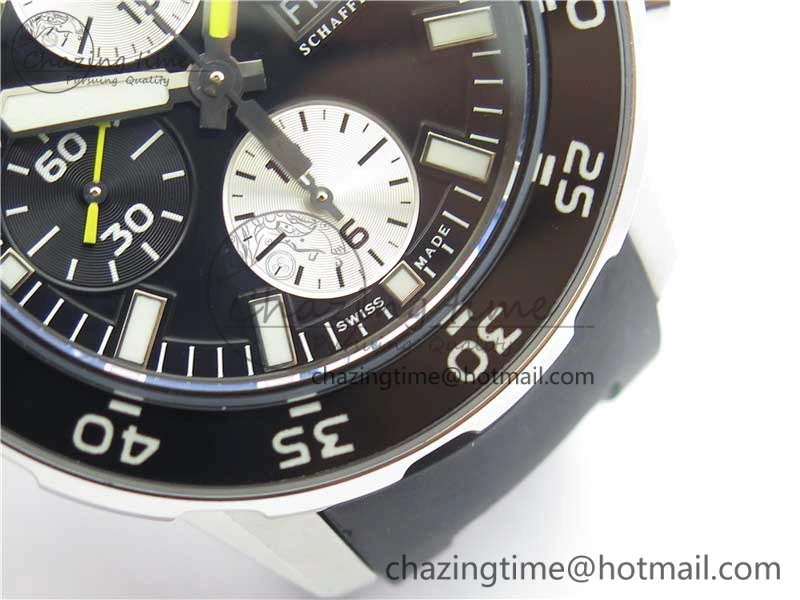 Aquatimer Chrono IW376702 SS BLS 1:1 Best Edition Black Dial on Black Rubber Strap A7750